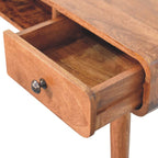 Curved Solid Mango Wood Writing Desk – Honey Caramel Finish