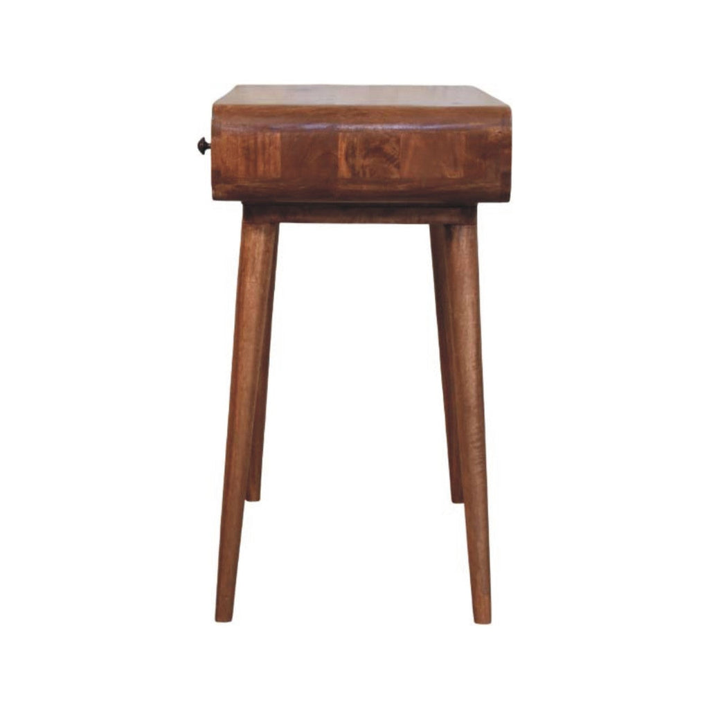 Curved Solid Mango Wood Writing Desk – Honey Caramel Finish