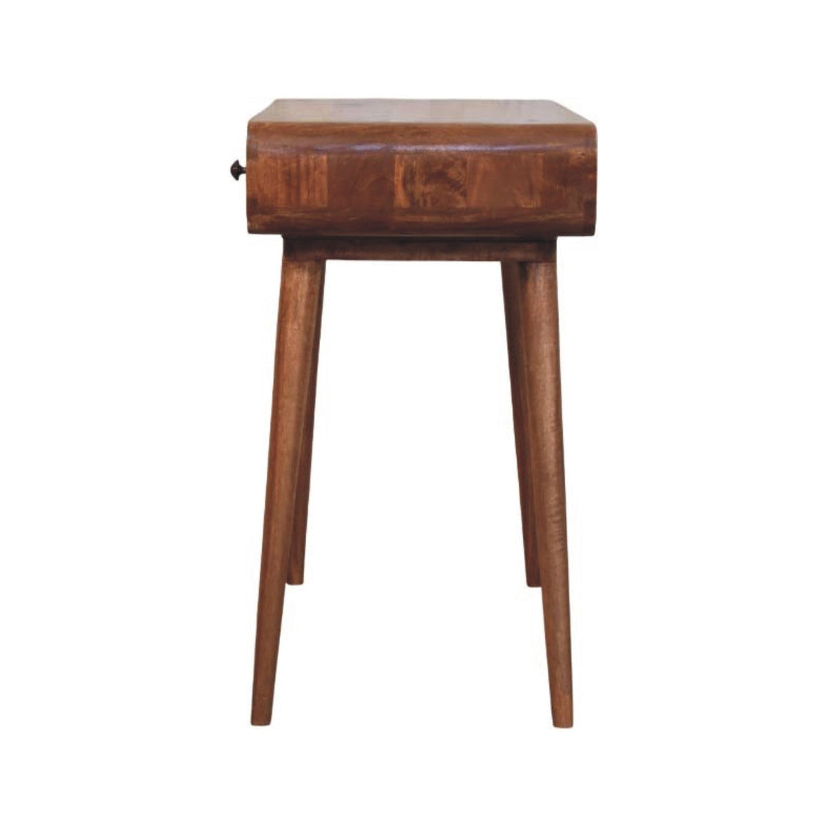 Curved Solid Mango Wood Writing Desk – Honey Caramel Finish