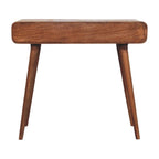Curved Solid Mango Wood Writing Desk – Honey Caramel Finish