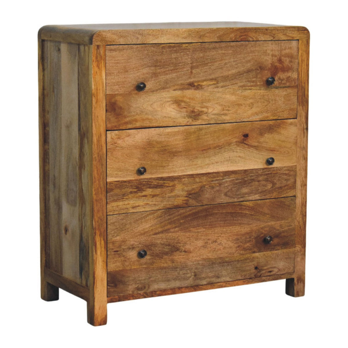 Three Drawer Solid Mango Wood Chest – Oak-Ish Finish