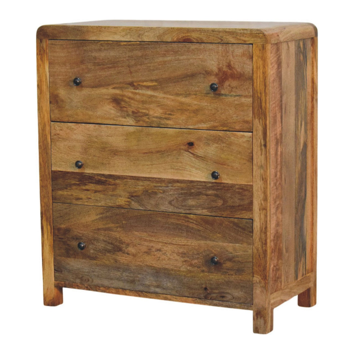 Three Drawer Solid Mango Wood Chest – Oak-Ish Finish