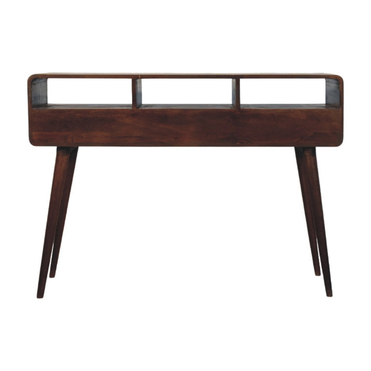Three Drawer Solid Mango Wood Console Table – California Walnut Finish