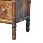 Bamboo-Inspired 3-Drawer Solid Mango Wood Chest – Chestnut Finish
