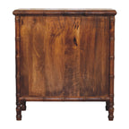 Bamboo-Inspired 3-Drawer Solid Mango Wood Chest – Chestnut Finish
