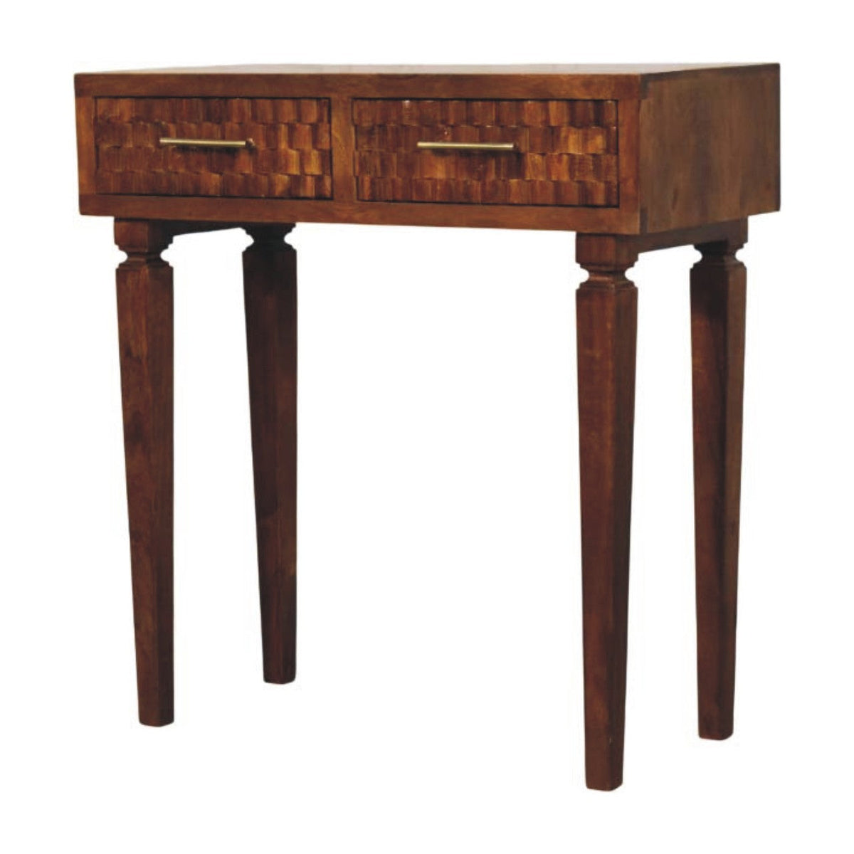 Cadiz Textured Solid Mango Wood Console Table – Chestnut Finish