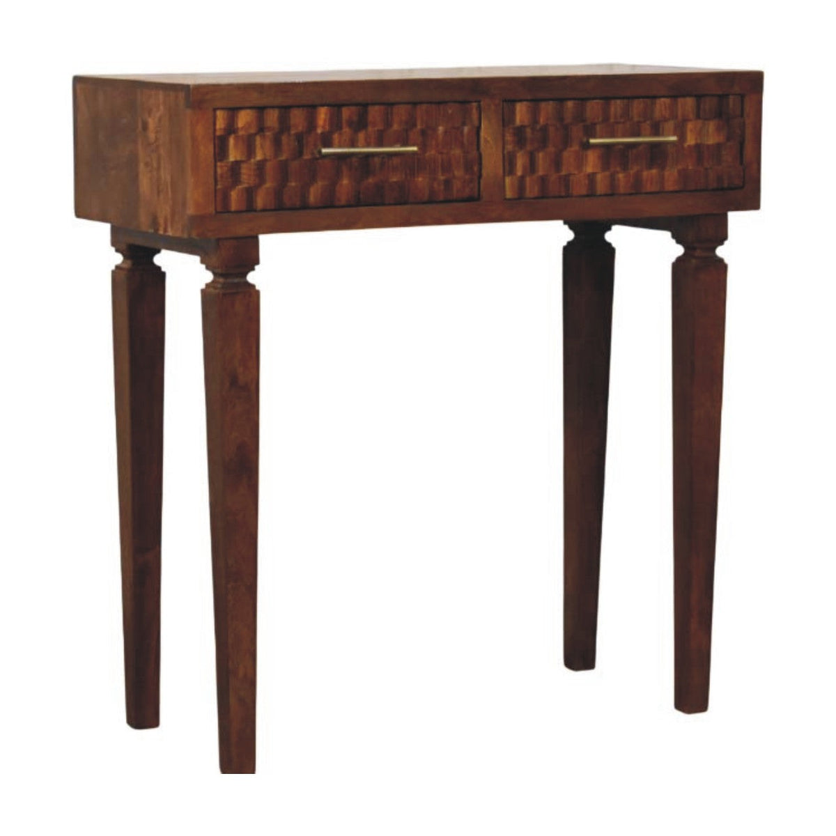Cadiz Textured Solid Mango Wood Console Table – Chestnut Finish