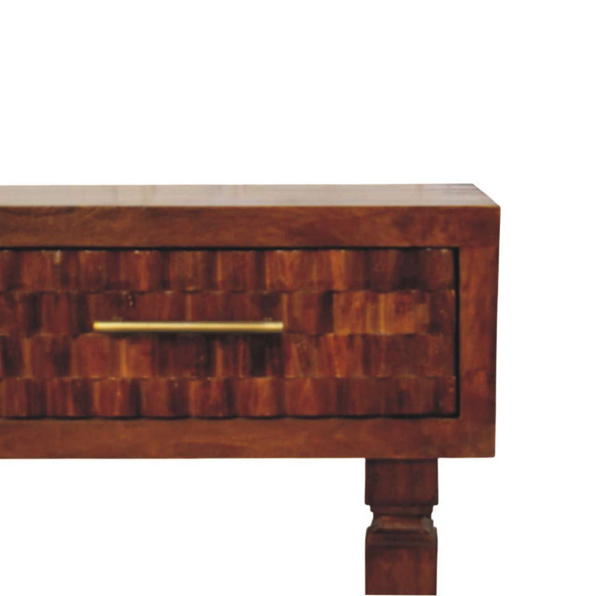 Cadiz Textured Solid Mango Wood Console Table – Chestnut Finish
