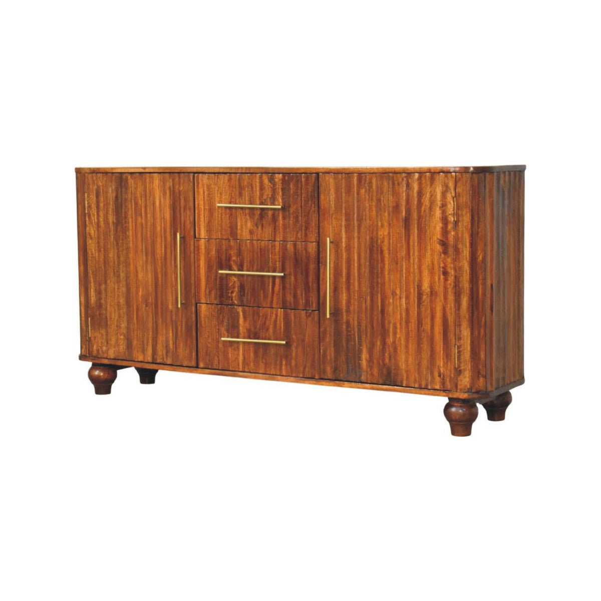 Curve Solid Mango Wood Sideboard – Chestnut Finish