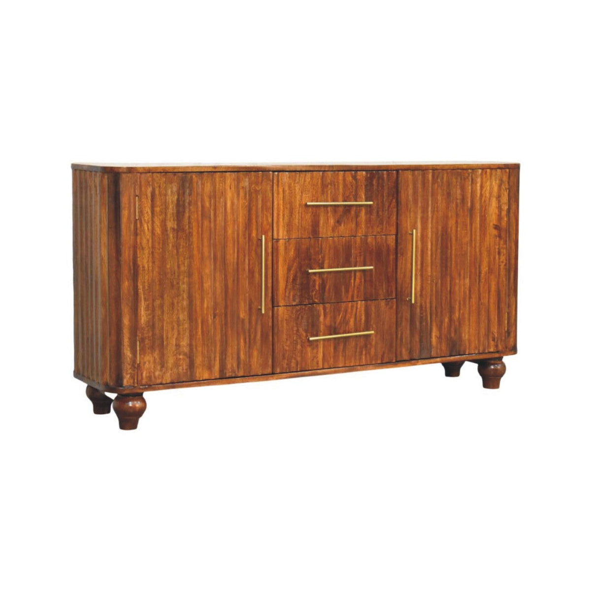 Curve Solid Mango Wood Sideboard – Chestnut Finish