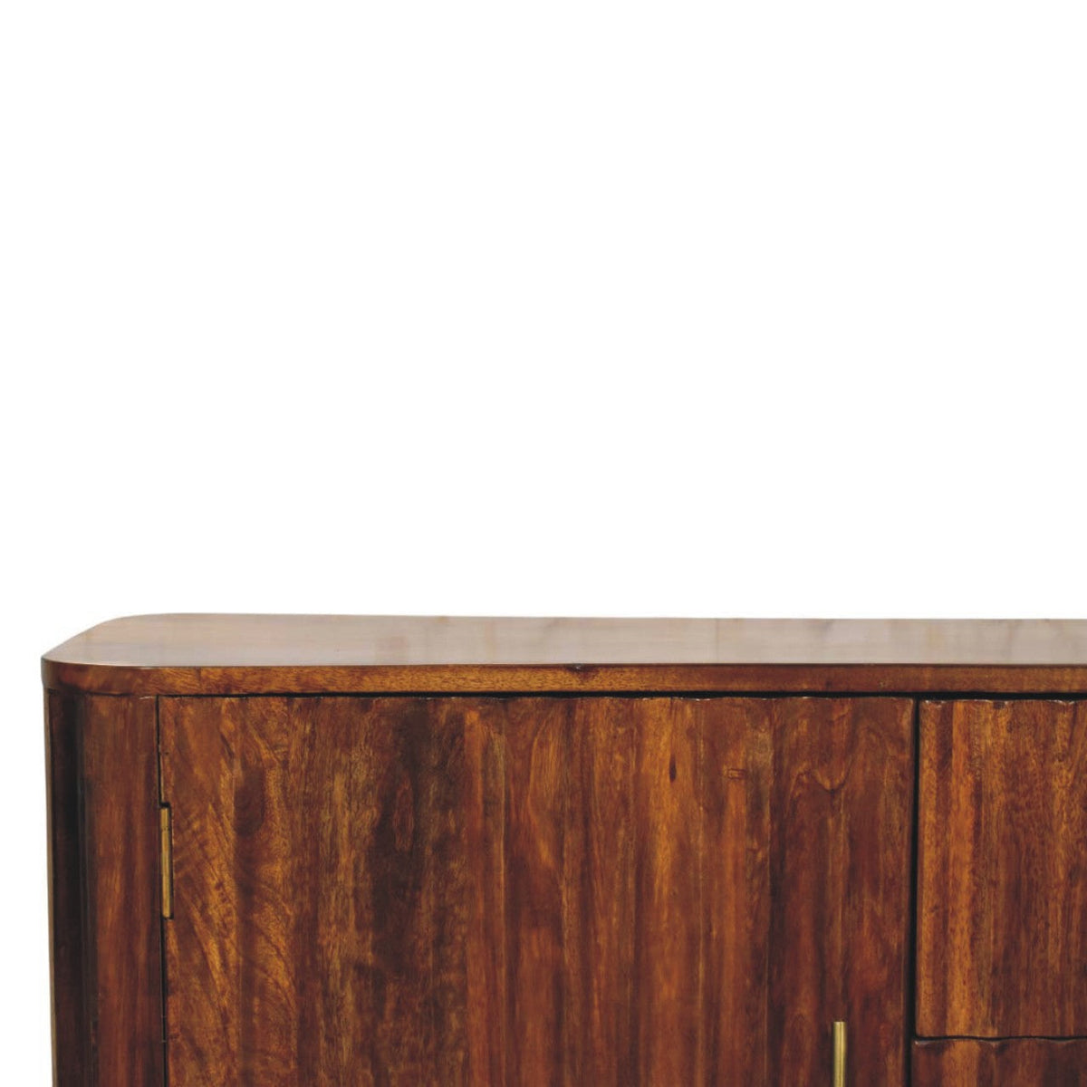 Curve Solid Mango Wood Sideboard – Chestnut Finish