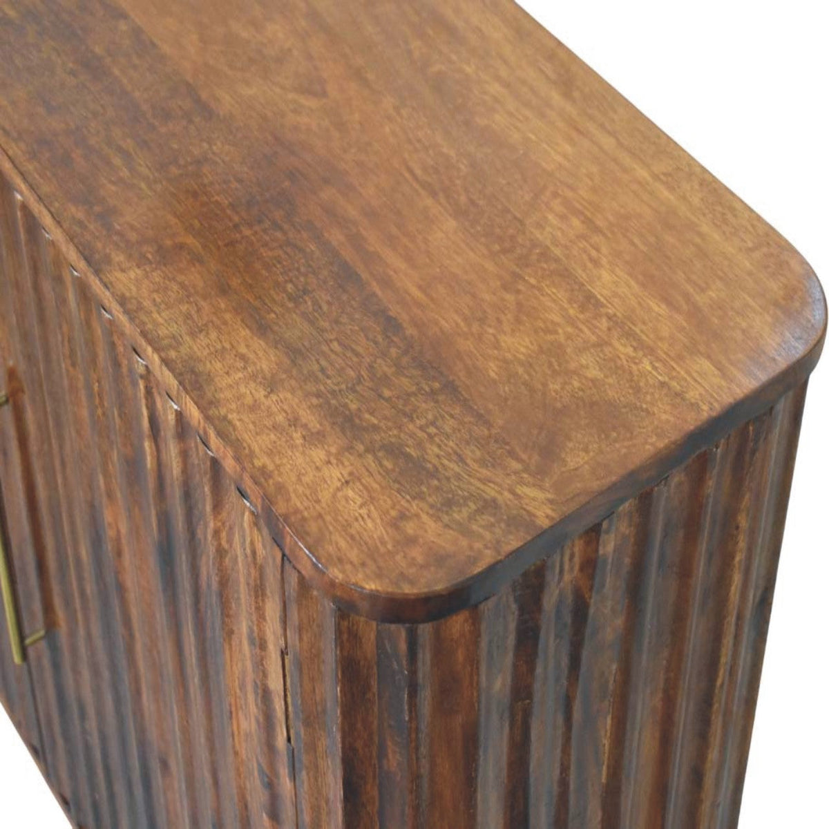 Curve Solid Mango Wood Sideboard – Chestnut Finish