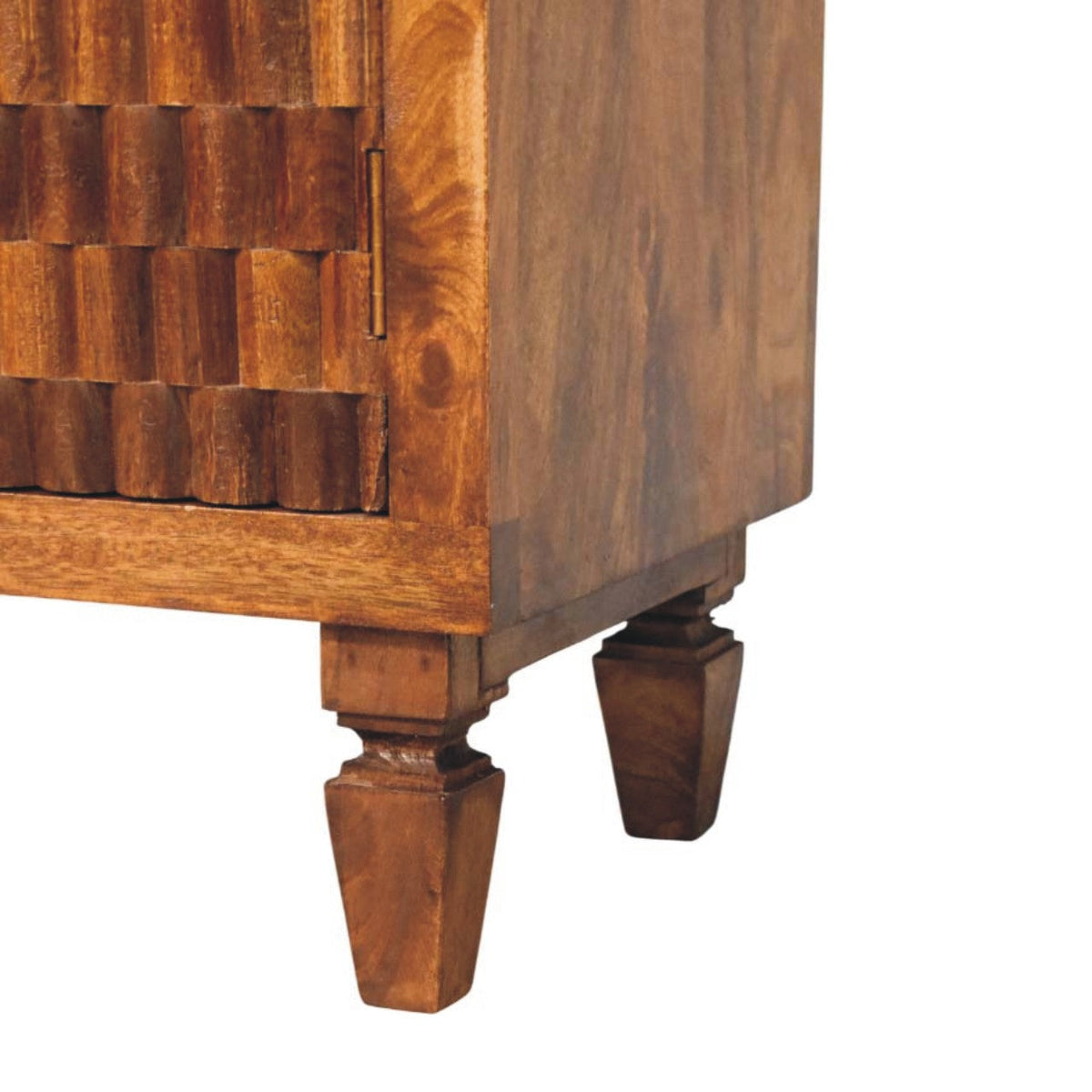 Cadiz Carved Solid Mango Wood Cabinet – Chestnut Finish