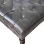 Black Leather Upholstered Ottoman