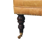 Tan Leather Upholstered Ottoman