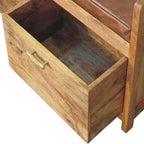 Storage Bench with Brown Leather Seat – Oak-Ish Finish
