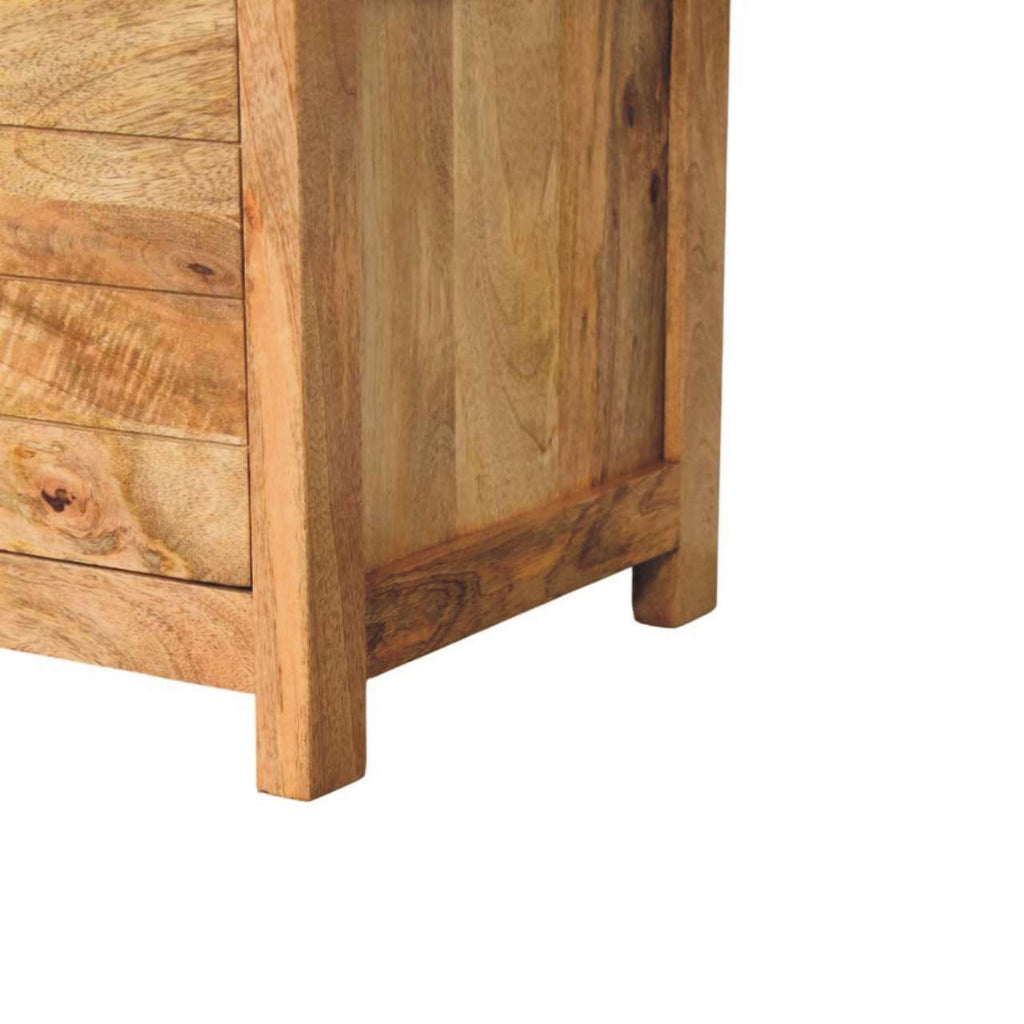 Storage Bench with Brown Leather Seat – Oak-Ish Finish