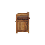 Storage Bench with Brown Leather Seat – Oak-Ish Finish