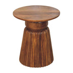 Round Solid Mango Wood Side Table – Amber Oak Finish