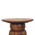 Round Solid Mango Wood Side Table – Amber Oak Finish