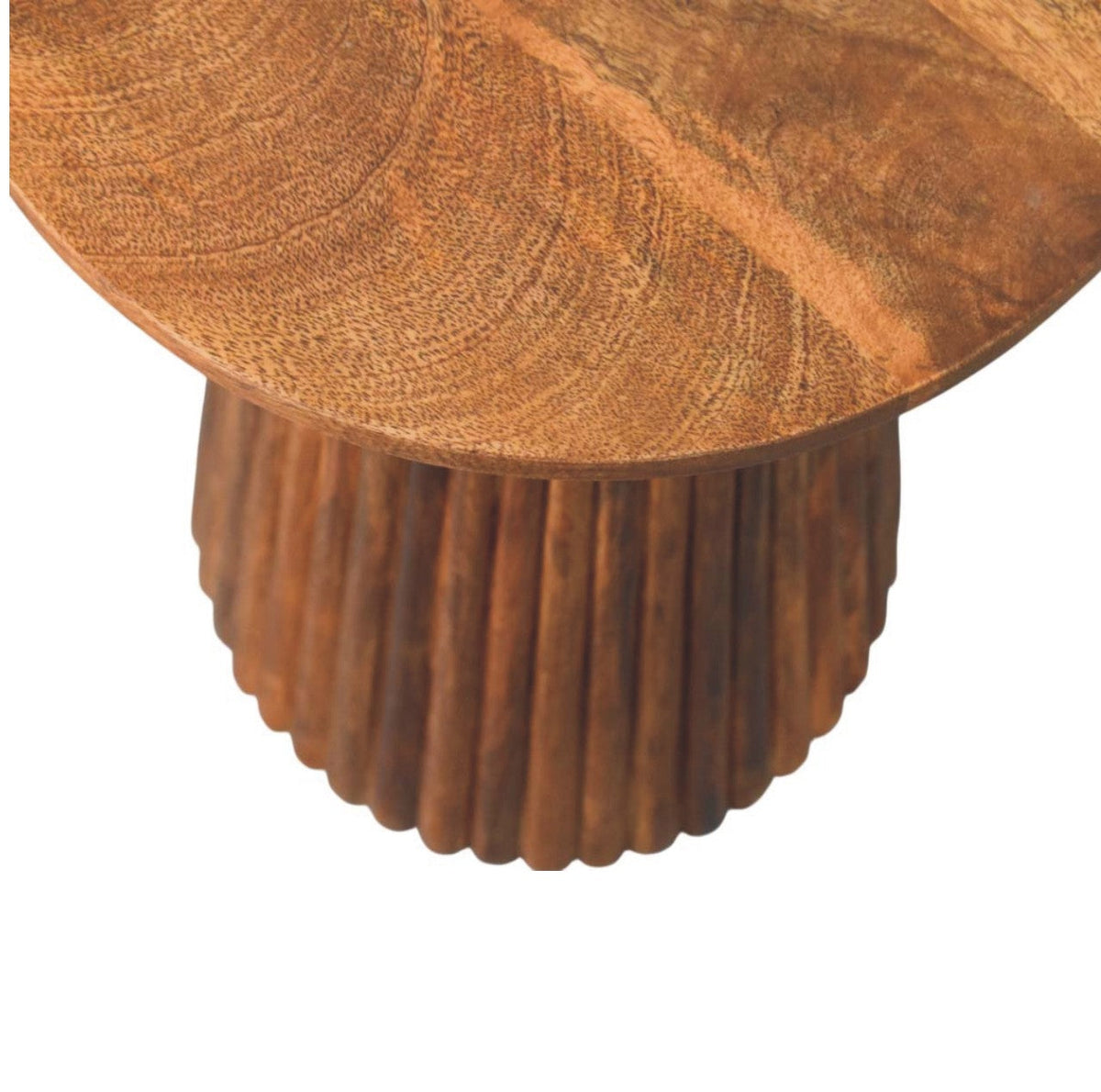 Round Solid Mango Wood Side Table – Amber Oak Finish