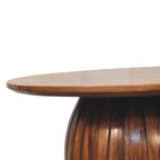 Round Fluted Solid Mango Wood Coffee Table – Amber Oak Finish