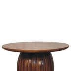 Round Fluted Solid Mango Wood Coffee Table – Amber Oak Finish