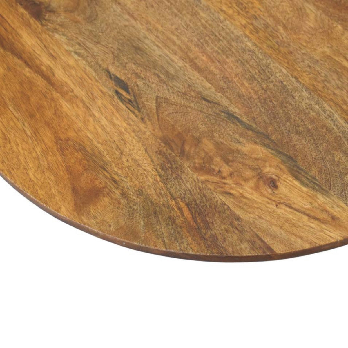 Round Fluted Solid Mango Wood Coffee Table – Amber Oak Finish