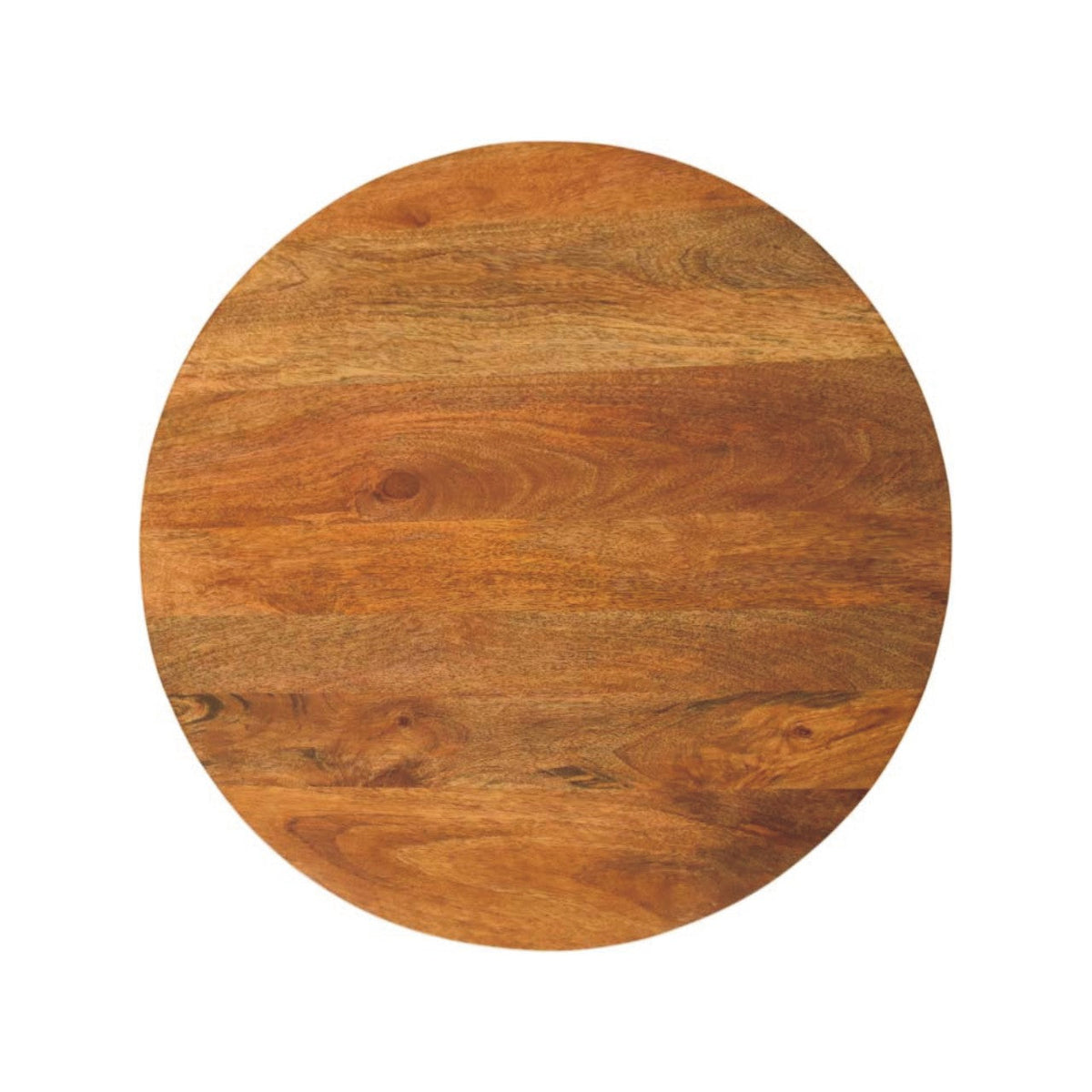 Round Fluted Solid Mango Wood Coffee Table – Amber Oak Finish