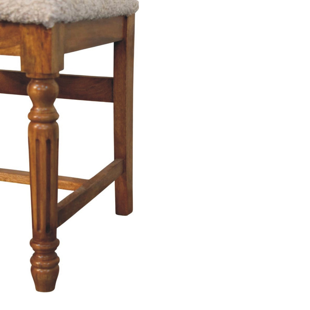 Solid Mango Wood Writing Chair – Amber Oak Finish, Turned Legs