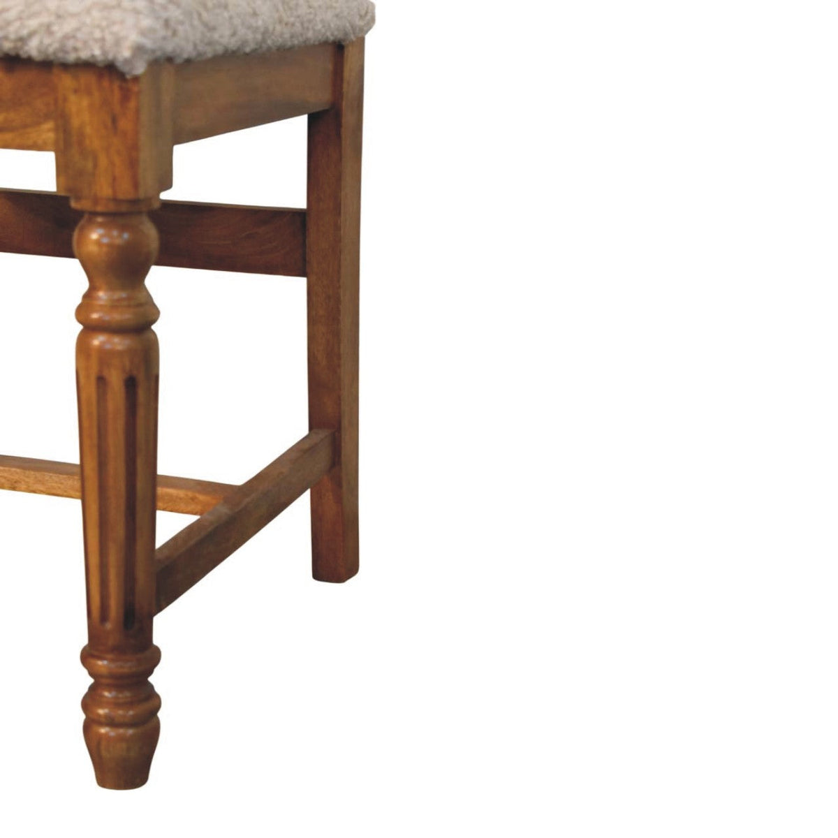 Solid Mango Wood Writing Chair – Amber Oak Finish, Turned Legs