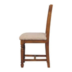 Solid Mango Wood Writing Chair – Amber Oak Finish, Turned Legs
