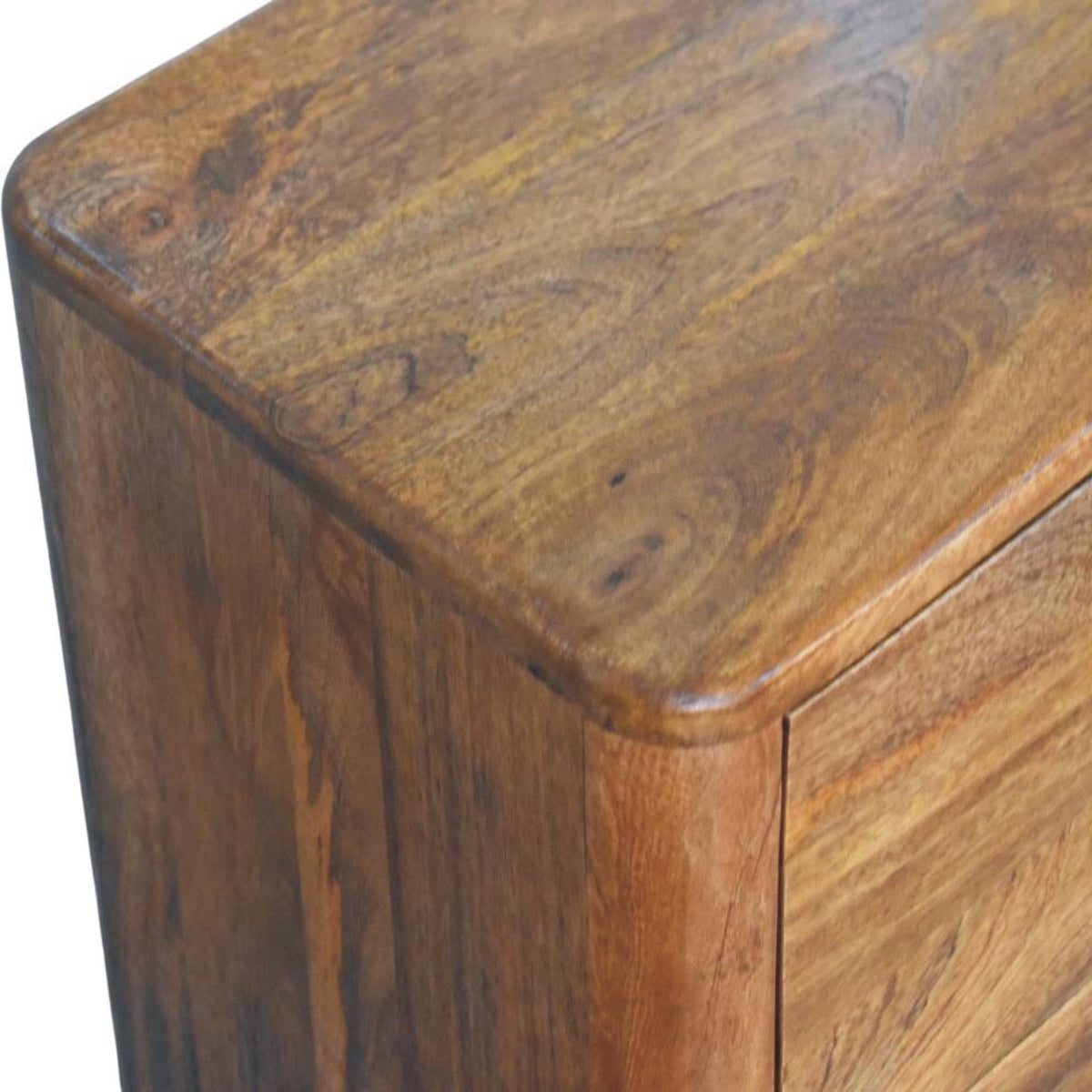 Bola Three Drawer Solid Mango Wood Chest – Amber Oak Finish