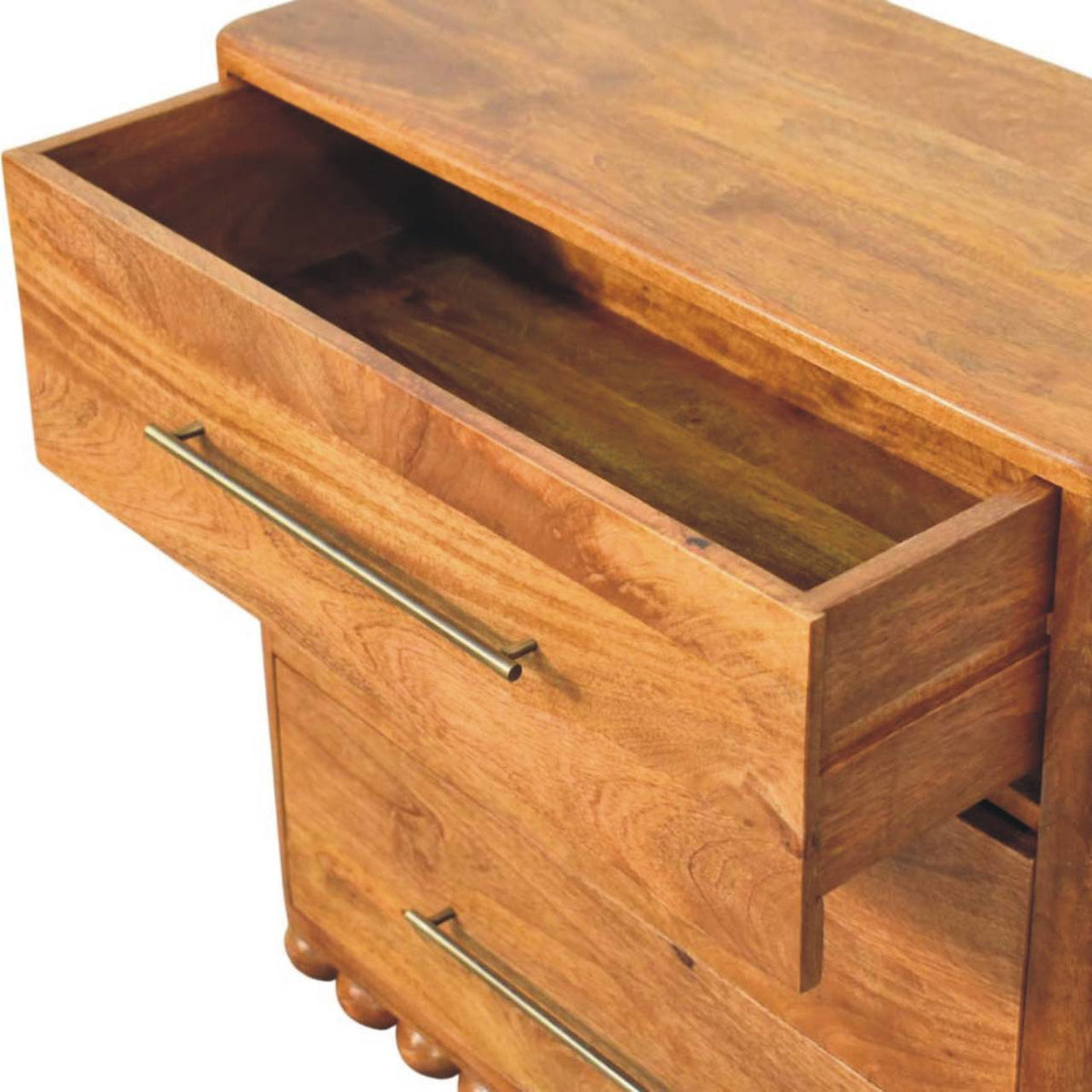 Bola Three Drawer Solid Mango Wood Chest – Amber Oak Finish
