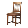 Leather Slatted Dining Chair – Amber Oak Finish