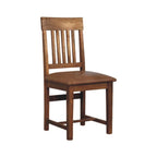Leather Slatted Dining Chair – Amber Oak Finish