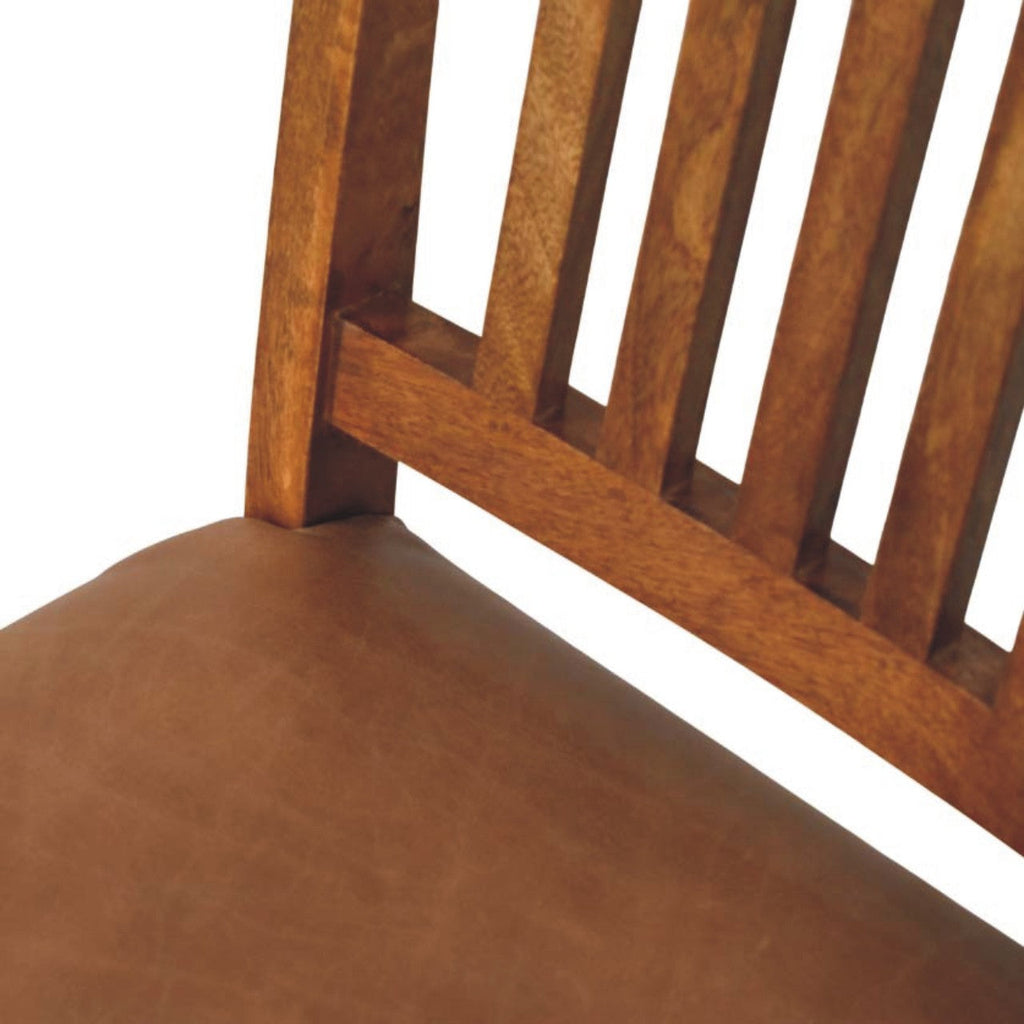 Leather Slatted Dining Chair – Amber Oak Finish