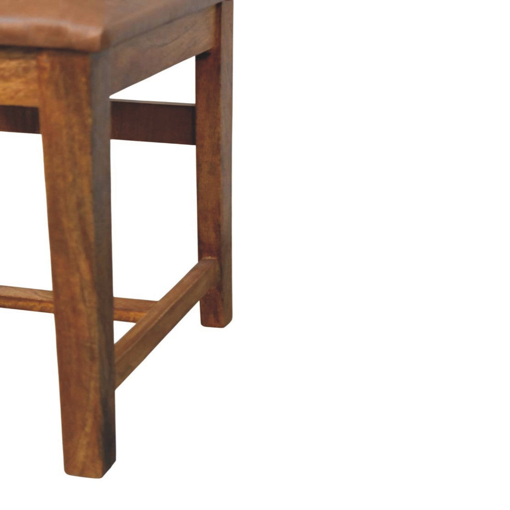 Leather Slatted Dining Chair – Amber Oak Finish