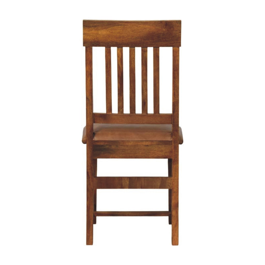 Leather Slatted Dining Chair – Amber Oak Finish
