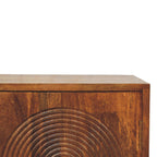 Arco Groove-Carved Solid Mango Wood Cabinet – Golden Teak Finish