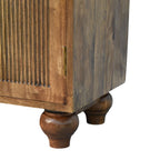 Arco Groove-Carved Solid Mango Wood Cabinet – Golden Teak Finish