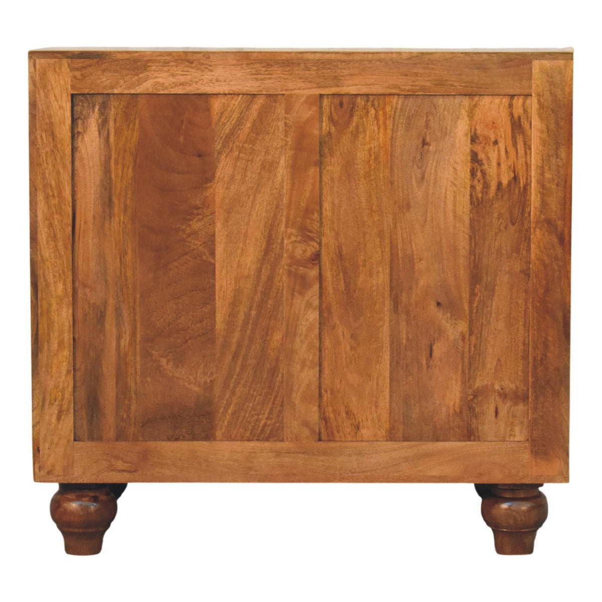 Arco Groove-Carved Solid Mango Wood Cabinet – Golden Teak Finish