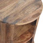 Ventura Round Open-Shelf Solid Mango Wood Side Table – Golden Teak Finish