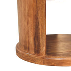 Ventura Round Open-Shelf Solid Mango Wood Side Table – Golden Teak Finish