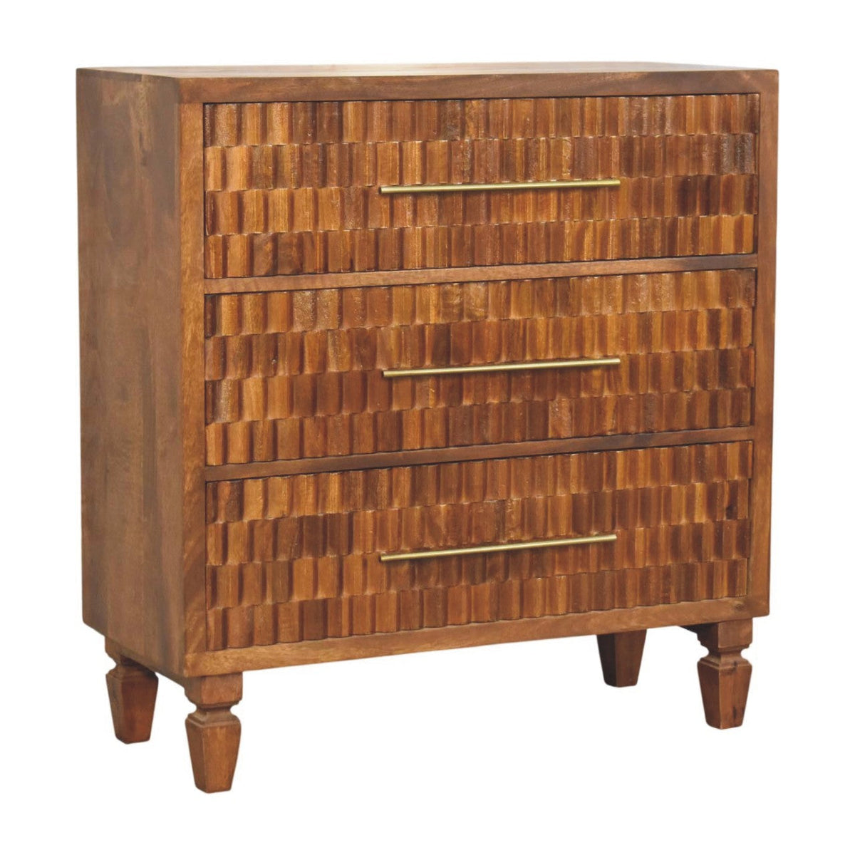 Cadiz Carved Solid Mango Wood Chest – Chestnut Finish