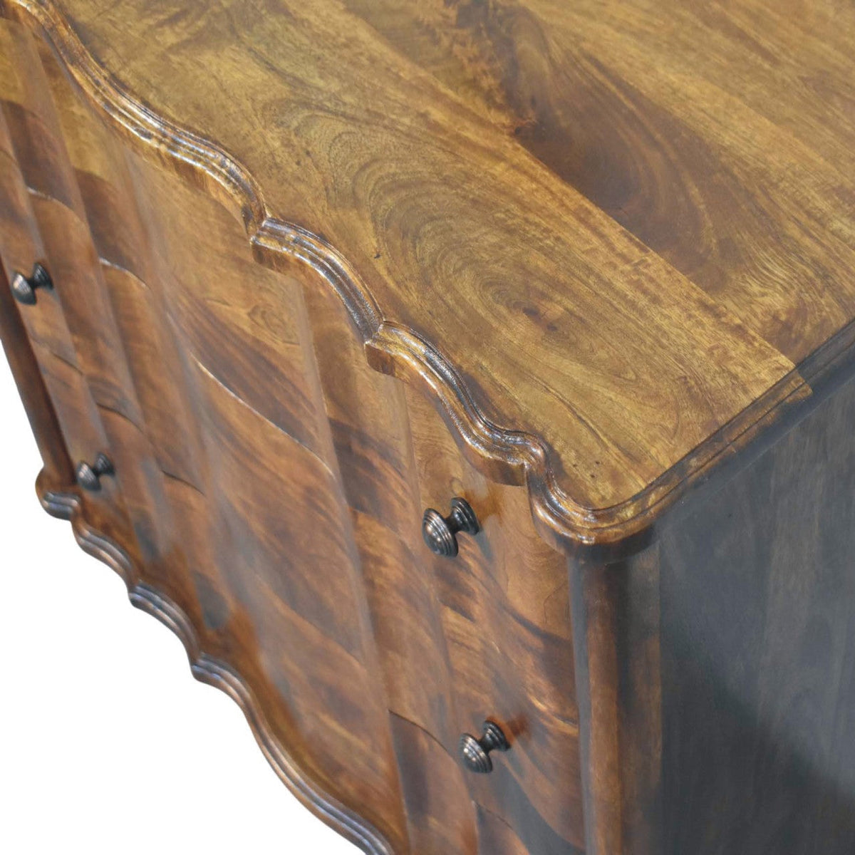 Lume 3-Drawer Solid Mango Wood Chest – Chestnut Finish