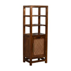 Solid Mango Wood Display Cabinet – Chestnut Finish, Cane Door & Shelves