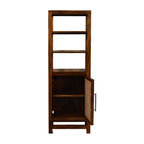 Solid Mango Wood Display Cabinet – Chestnut Finish, Cane Door & Shelves