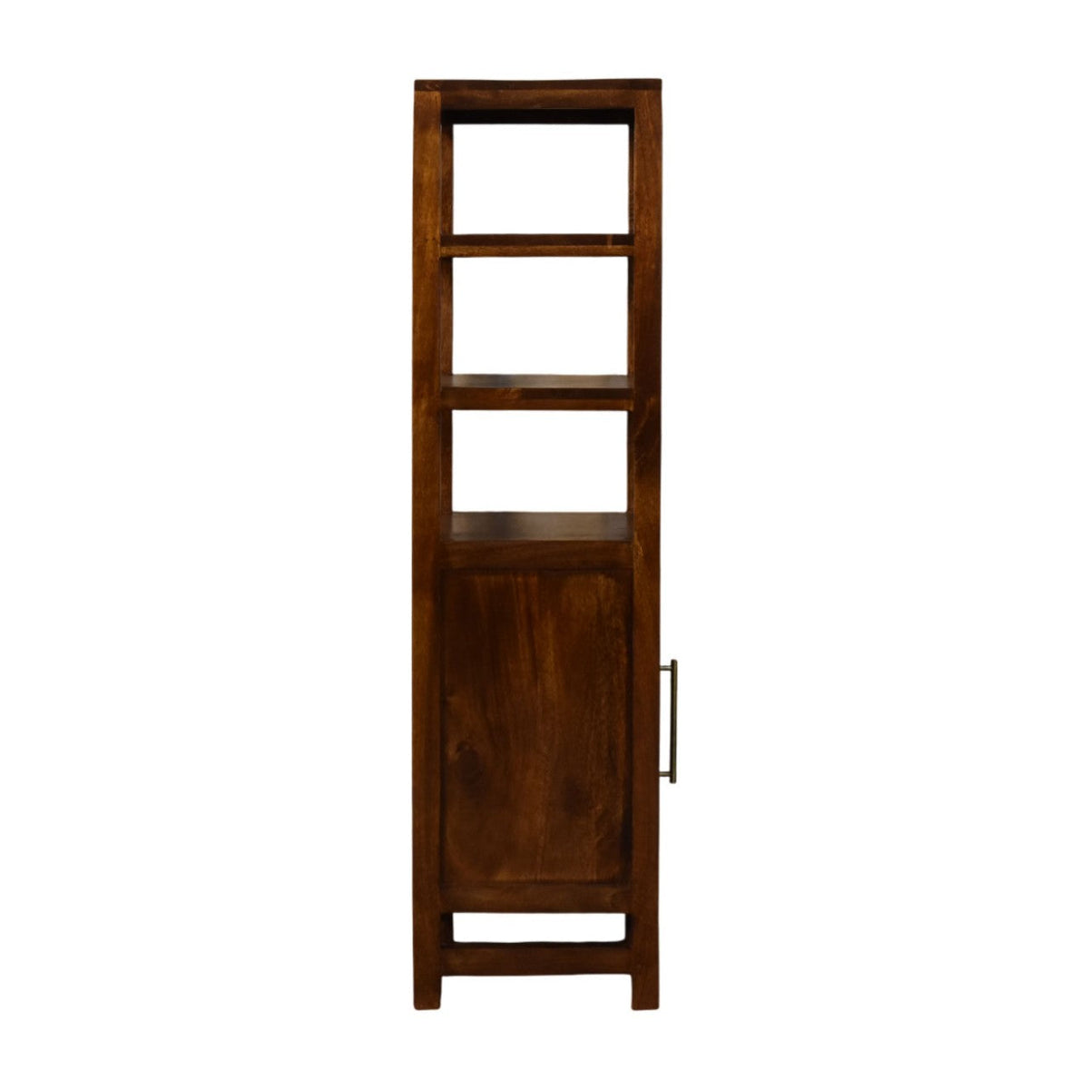 Solid Mango Wood Display Cabinet – Chestnut Finish, Cane Door & Shelves