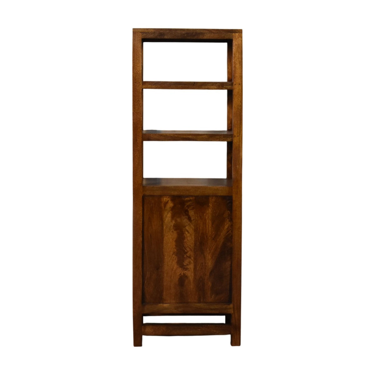 Solid Mango Wood Display Cabinet – Chestnut Finish, Cane Door & Shelves